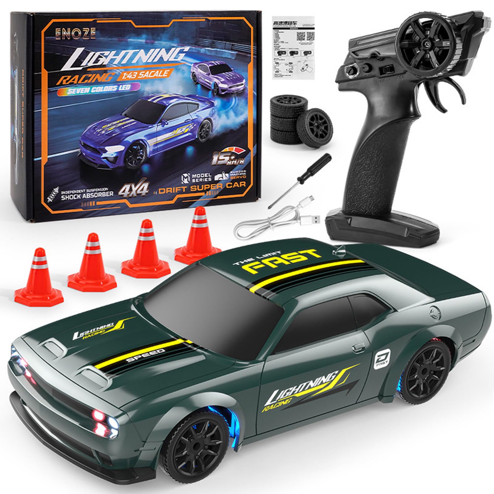 Amazon.co.jp: RCドリフト車、1/43ミニRCドリフト車ライト付き、2.4